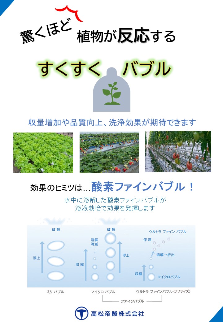『酸素ファインバブル』による農作物の生育